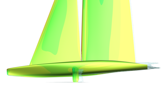 Leeward side of the yacht